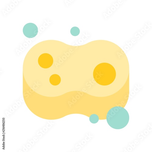Sponge and bubble, cleaning and laundry service related flat icon set