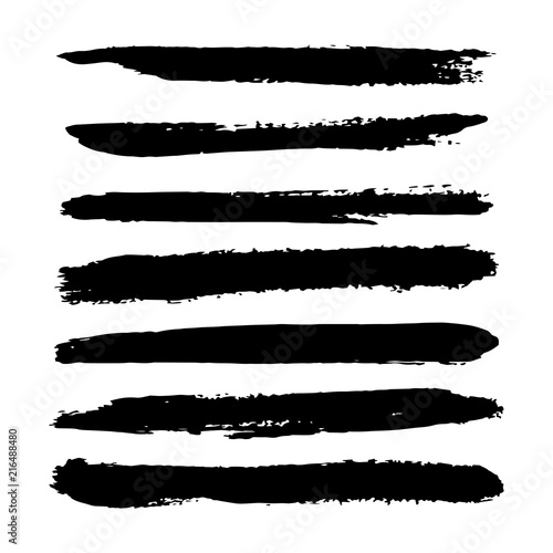 Grungy vector brushes. Hand drawn strokes. Textured Ink paint