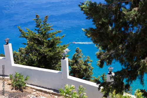 Sea view from the Tsambika mountain in Greece photo