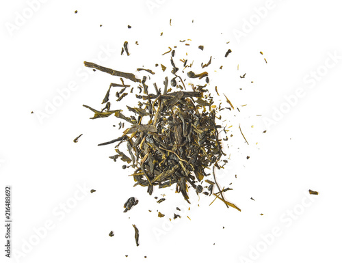 Dried tea leaves isolated on white background
