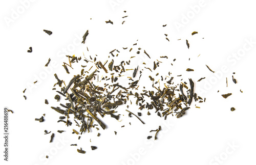 Dried tea leaves isolated on white background