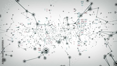 Connections White - An abstract representation of data and connection paths within networks or systems of networks. All clips are available in multiple color options and loop seamlessly. 