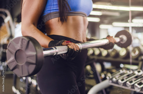 Woman doing biceps workout