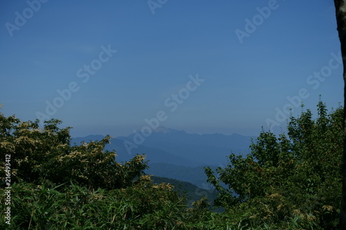 日本の岡山県から見た鳥取県の大山