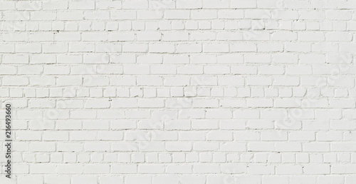Panoramic White Brick Wall Background