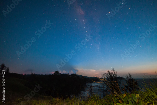 Milky way rise above Kudat, Malaysia Sky. soft focus and noise due to long expose and high iso.