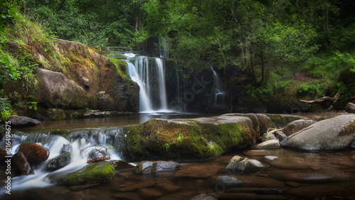 Fototapeta Naklejka Na Ścianę i Meble -  Blaen y Glyn Waterfalls
Near Merthyr Tydfil in the South Wales valleys Blaen y Glyn Waterfalls are a series of closely connected falls