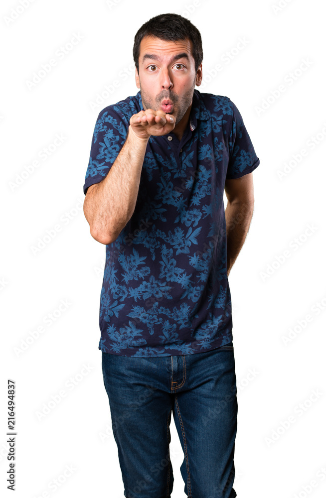 Brunette man dancing on white background Brunette man dancing on white background