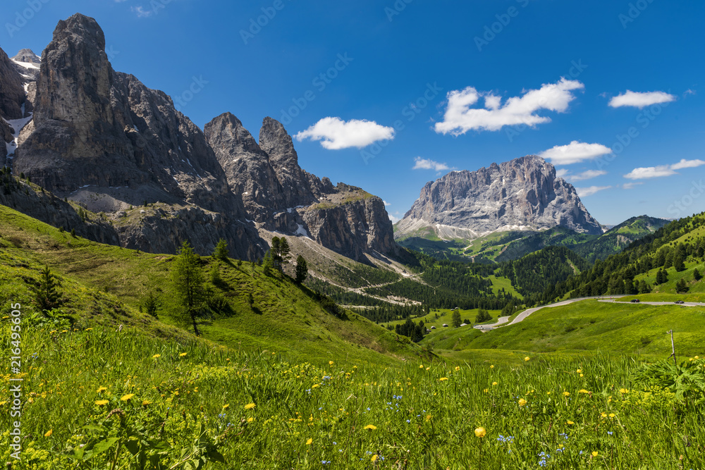 The stunning mountains in the Italian Dolomites, part of the European Alps in summer