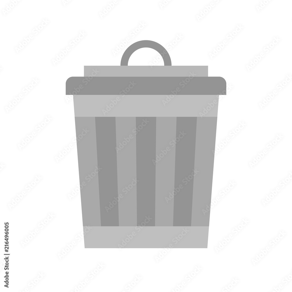 Trash can, cleaning and laundry service related flat icon set