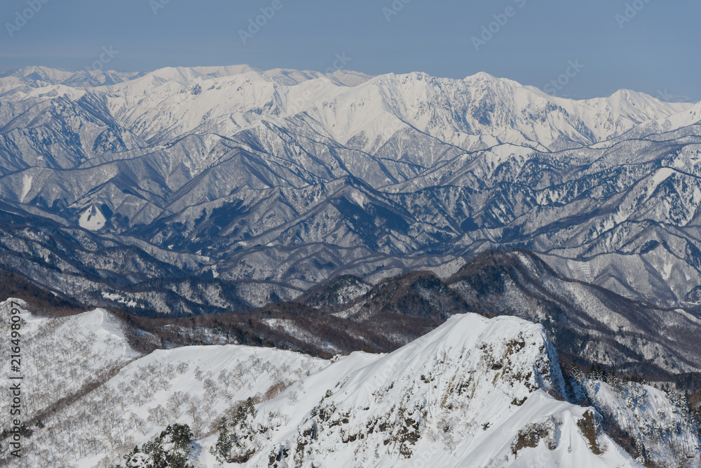 剣ヶ峰山山頂から見た谷川岳