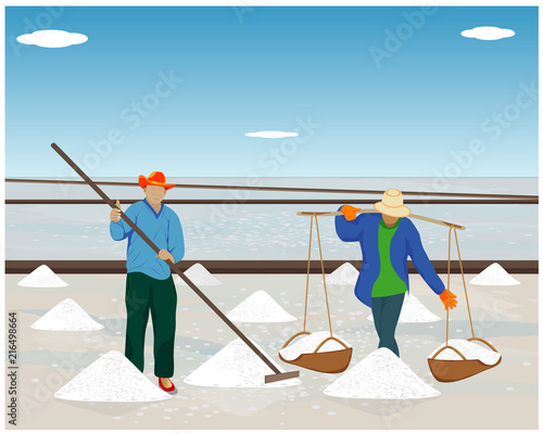 agriculturist cartoon shape work in saline field vector design