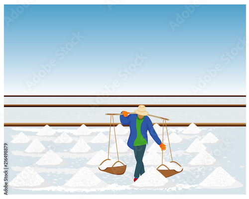 agriculturist cartoon shape work in saline field vector design