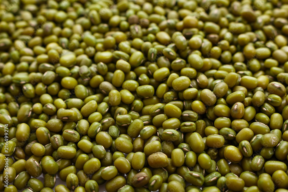 fresh muung beans on a white background