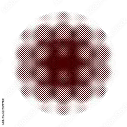 Red halftone circles. Halftone dot pattern. Monochrome halftone. Vector illustration.