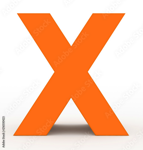 letter X 3d orange isolated on white
