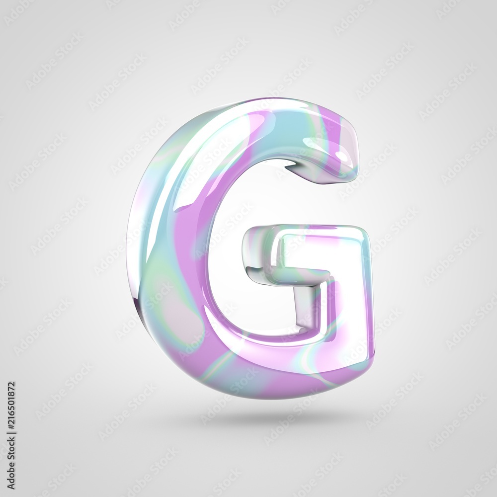 Unicorn skin letter G uppercase isolated on white background. Unicorn skin letter G uppercase isolated on white background.