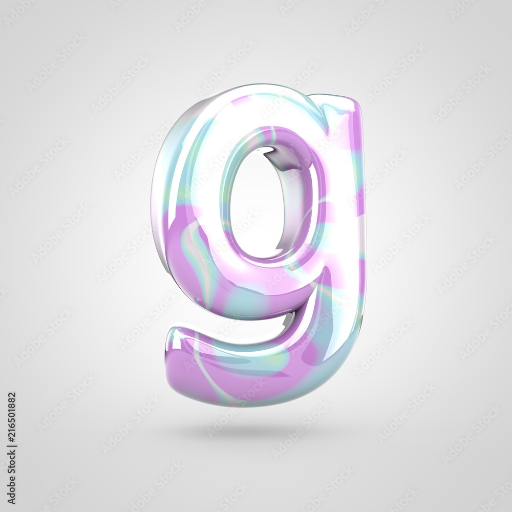 Unicorn skin letter G lowercase isolated on white background. Unicorn skin letter G lowercase isolated on white background.