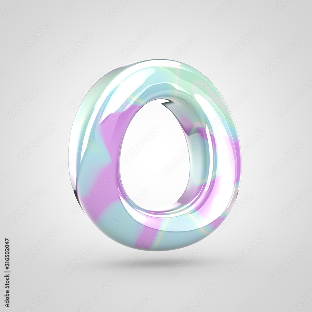 Unicorn skin letter O uppercase isolated on white background. Unicorn skin letter O uppercase isolated on white background.