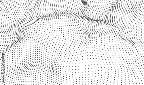 Wave of particles. Wave 3d. Big data. Vector illustration.