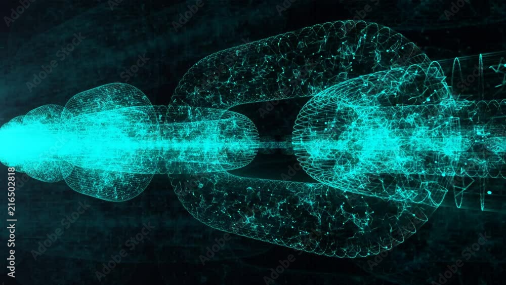 Blockchain. Cripto currency. Abstract chain animation Background 4K
