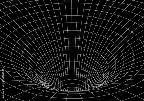 Tunnel or wormhole. 3D tunnel grid. 3d tube corridor. Network cyber technology. Background abstract vector image photo