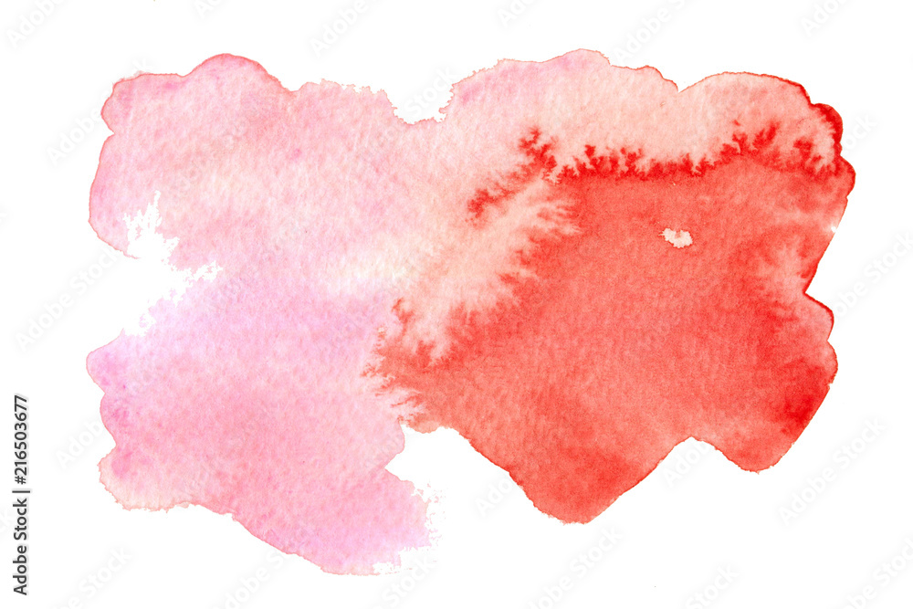 Pink watercolor background on whit