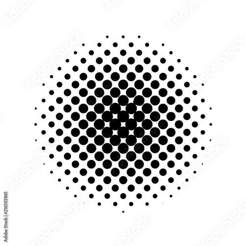 Halftone. Black circle. Circle halftone. Vector illustration