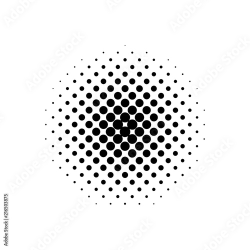 Halftone. Black circle. Circle halftone. Vector illustration