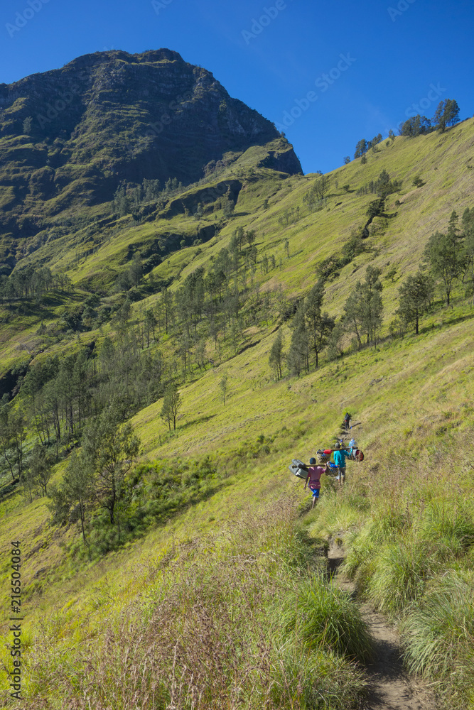 Obraz premium Rinjani mountain range, Lombok, Indonesia.