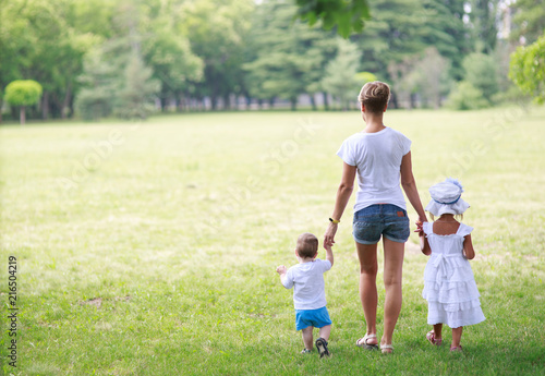 Family in summer park