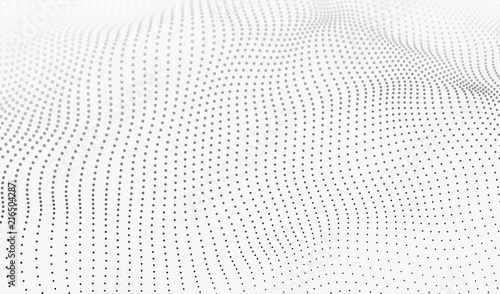 Futuristic point wave. Big data. Wave of particles. Vector illustration.