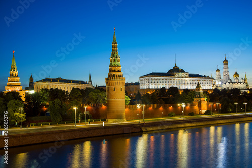 Moscow, Russia - August 5. Moscow Kremlin, Kremlin Embankment , early morning. Architecture and sights of Moscow