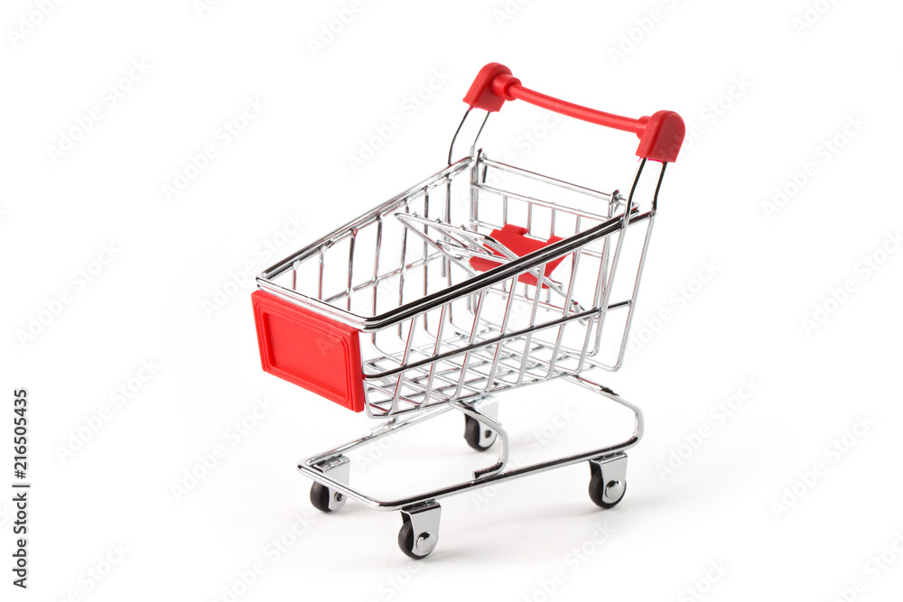 Small supermarket cart, isolated on white