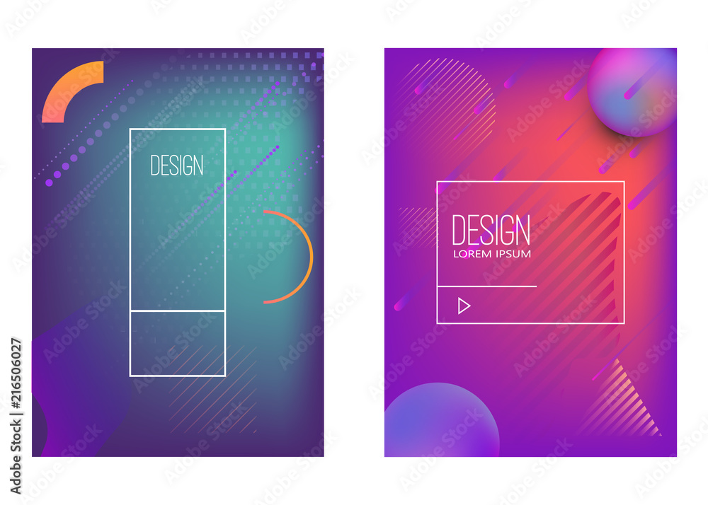 Fototapeta premium Set of banner design templates with abstract vibrant gradient shapes. Design element for poster, card, flyer,presentation, brochures,cover.