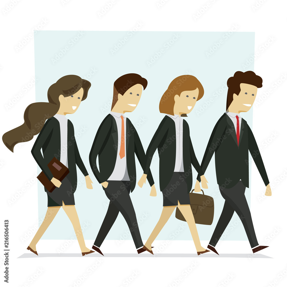 Group business people man and woman suit black walking to work. Vector  illustration cartoon character. Stock Vector | Adobe Stock