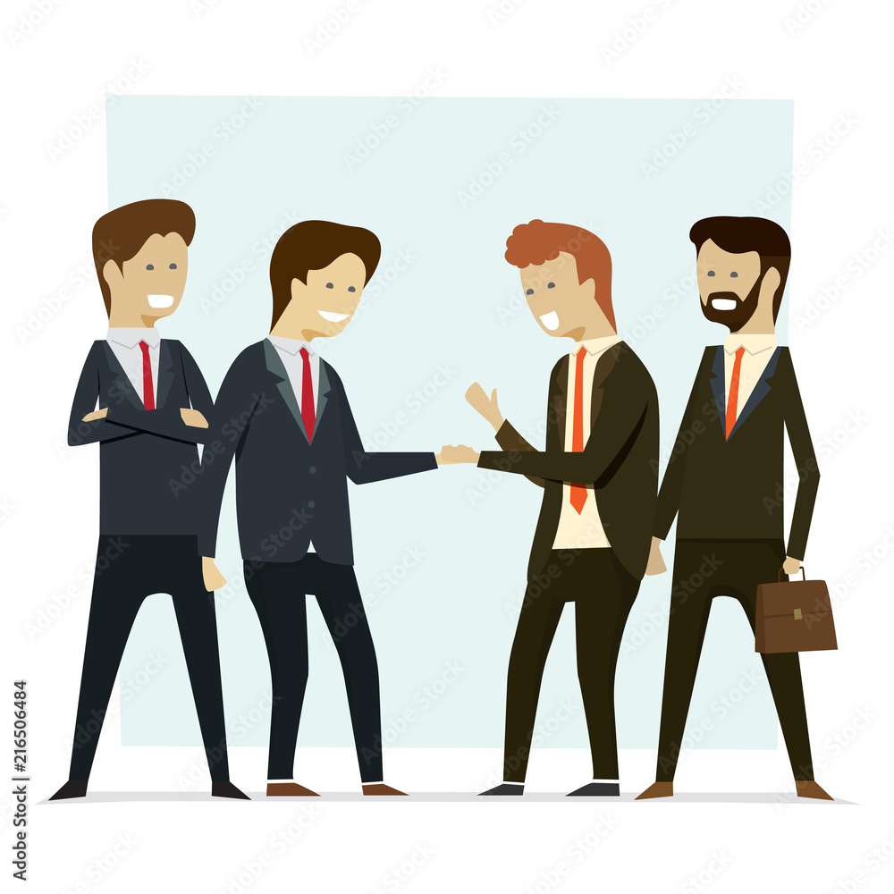 Group business people shaking hands partners. Vector illustration cartoon  character. Stock Vector | Adobe Stock