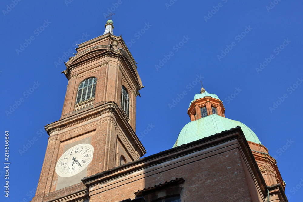 BOLOGNA, ITALY - JULY 19, 2018: The building and architectural details on the city street
