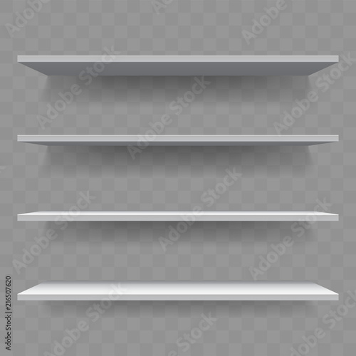 Shelf white wood empty 3D v...