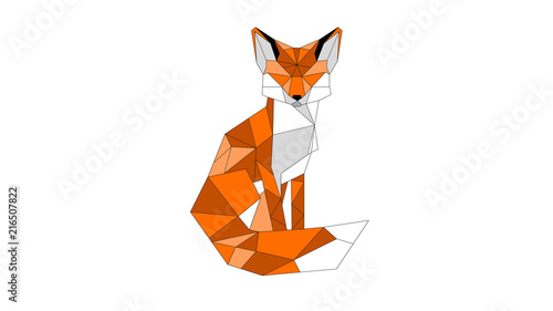A fox. Orange color, illustration. Symbol, emblem
