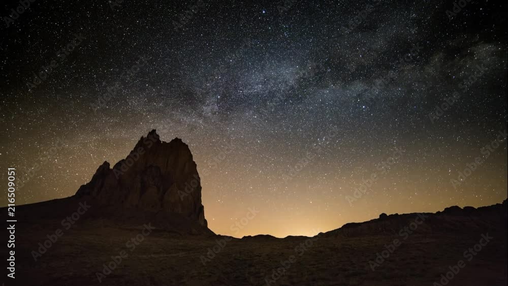 Time lapse of the milky way over the Ship Rock monument rock formation at Shiprock, New Mexico Time lapse of the milky way over the Ship Rock monument rock formation at Shiprock, New Mexico