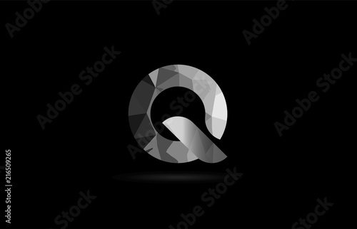 black and white alphabet letter q logo icon design