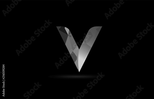 black and white alphabet letter v logo icon design