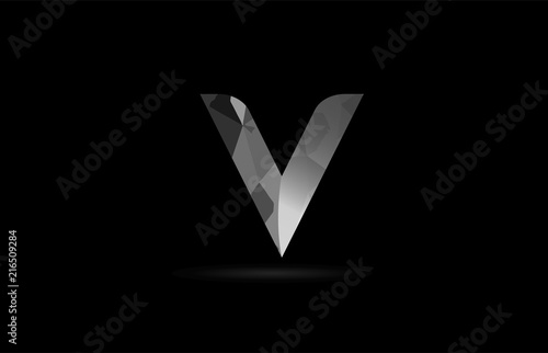 black and white alphabet letter v logo icon design photo