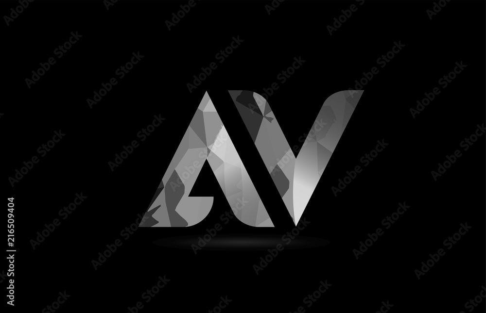 black and white alphabet letter av a v logo combination Stock Vector ...