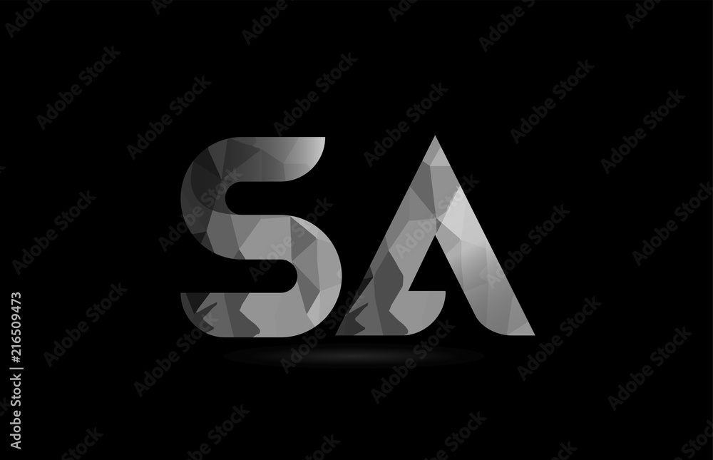 black and white alphabet letter sa s a logo combination Stock Vector ...
