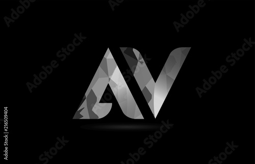 black and white alphabet letter av a v logo combination