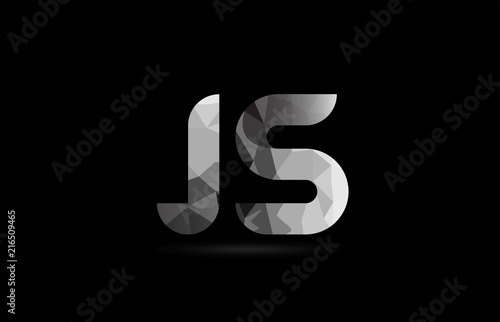 black and white alphabet letter js j s logo combination