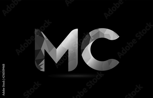 black and white alphabet letter mc m c logo combination