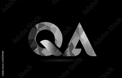 black and white alphabet letter qa q a logo combination photo